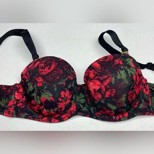 NWOT BCBGMaxAzria BLK/RED/GRN Push-Up, 36C *P1064